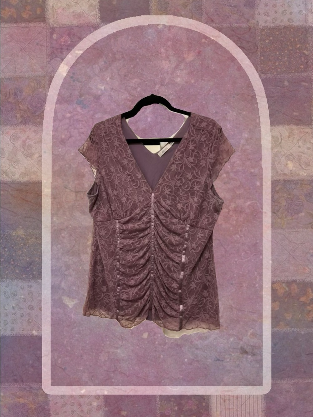 Ricki's Lavender Lace Ruched V-Neck Blouse